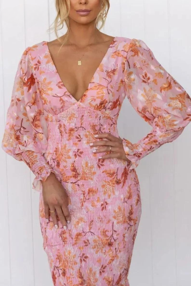 Midi dress with Floral print - Nora