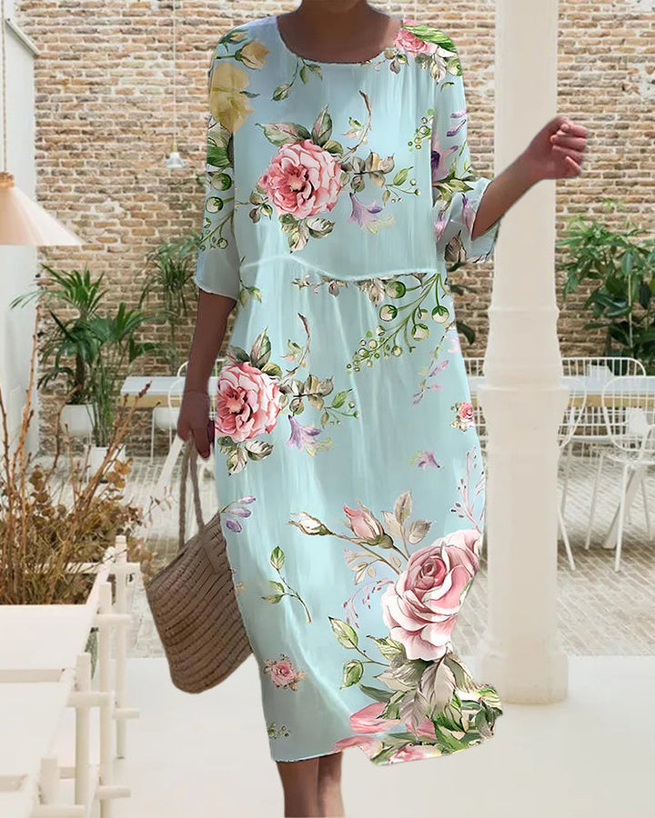 Miranda | Elegant Floral Dress that Hides the Belly