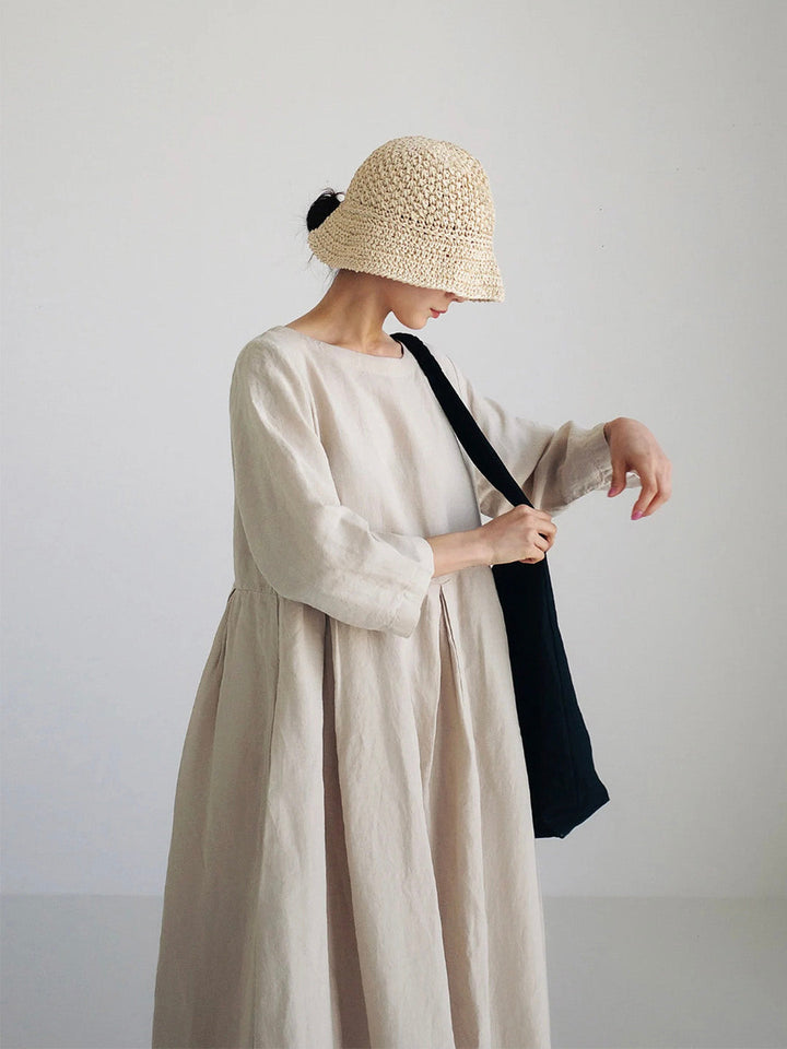 LINA | LOOSE LINEN DRESS WITH SIDE POCKETS