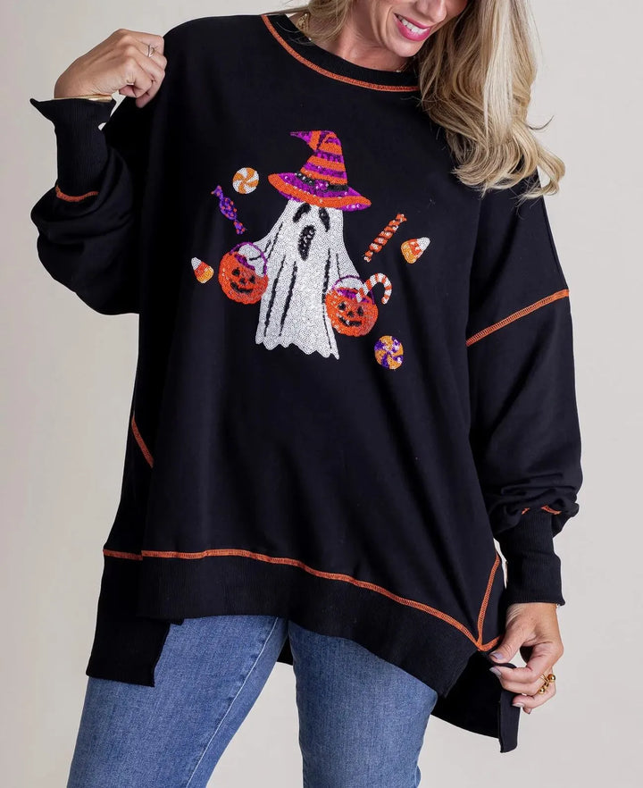 Luna | Halloween Sequin Sweatshirt